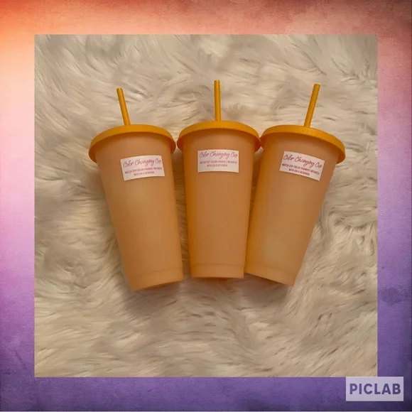 Orange Color Changing Cups - New - Bundle of 3 - Picture 1 of 9